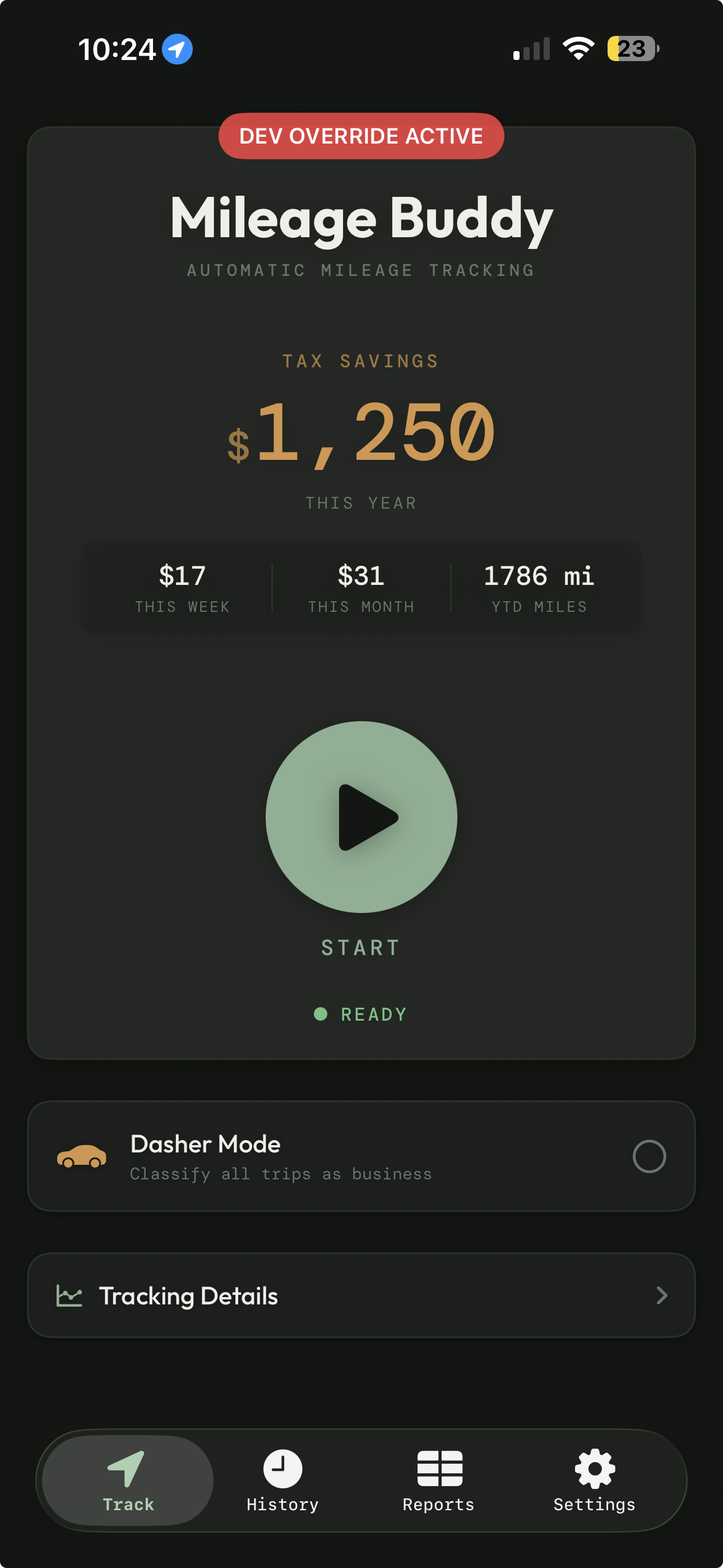 MileageBuddy app screenshot